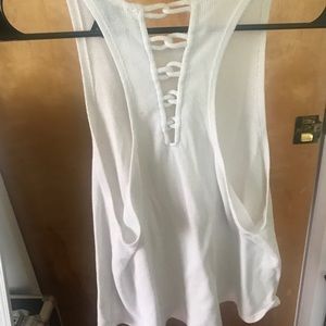 White tank top with crisscross back